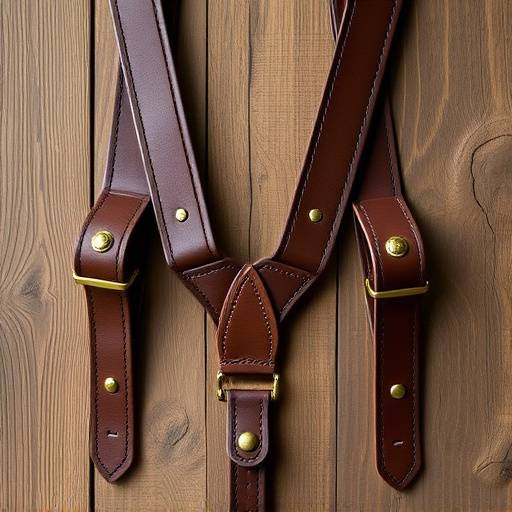 Bretelle in pelle marrone con dettagli in ottone