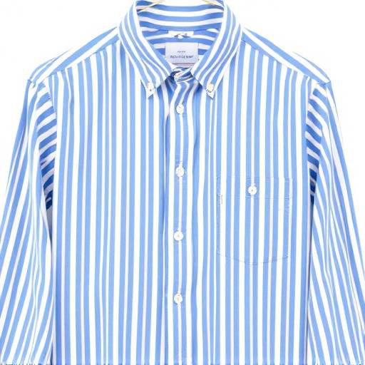 Camicia a righe verticali blu e bianche in cotone oxford