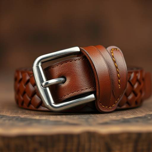 Cintura in pelle intrecciata marrone con fibbia in acciaio