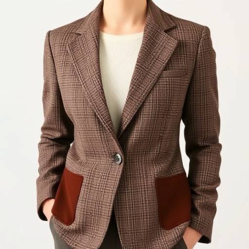 Giacca sportiva in tweed marrone con toppe in alcantara