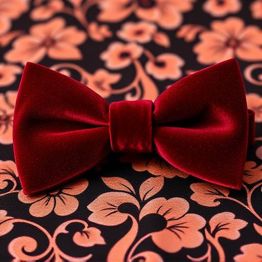 Papillon in velluto bordeaux con motivo floreale