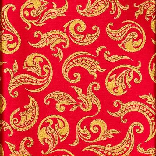 Un fazzoletto da taschino in seta, con un motivo paisley nei toni del rosso e dell'oro