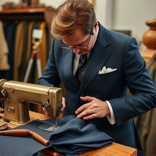 Una sarta di Sartoria Serafini che lavora su un abito con cura e precisione, usando strumenti tradizionali